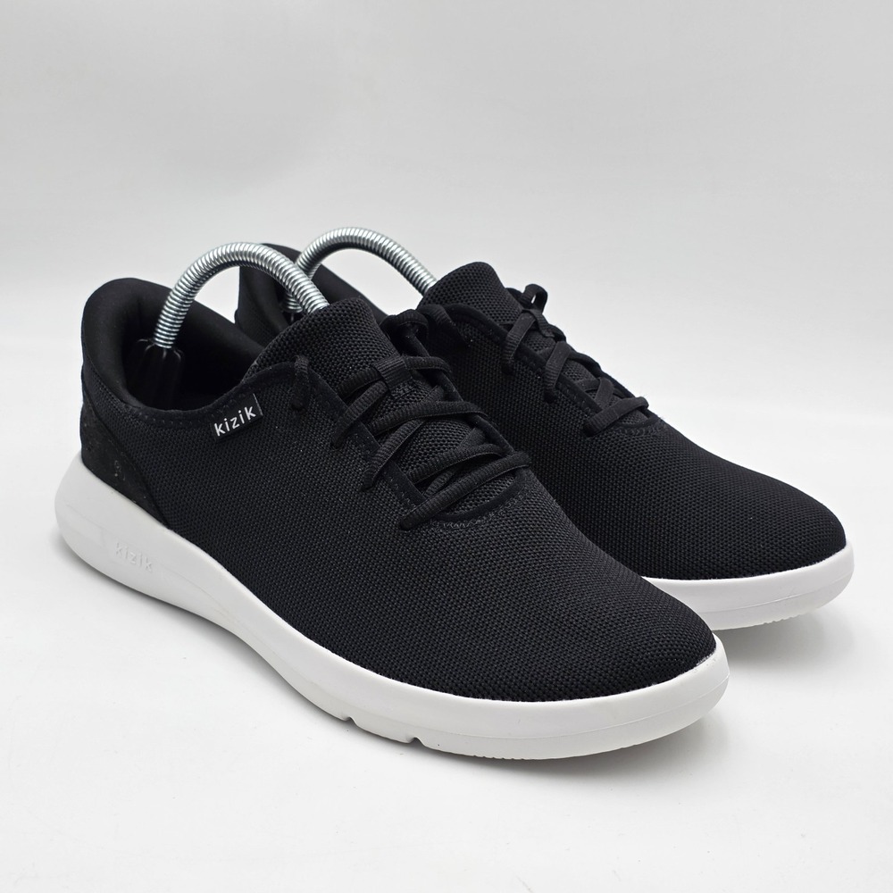 Kizik Eco Madrid Shoes Men 9‎ Women's 10.5 Black White Knit Hands Free Sneakers